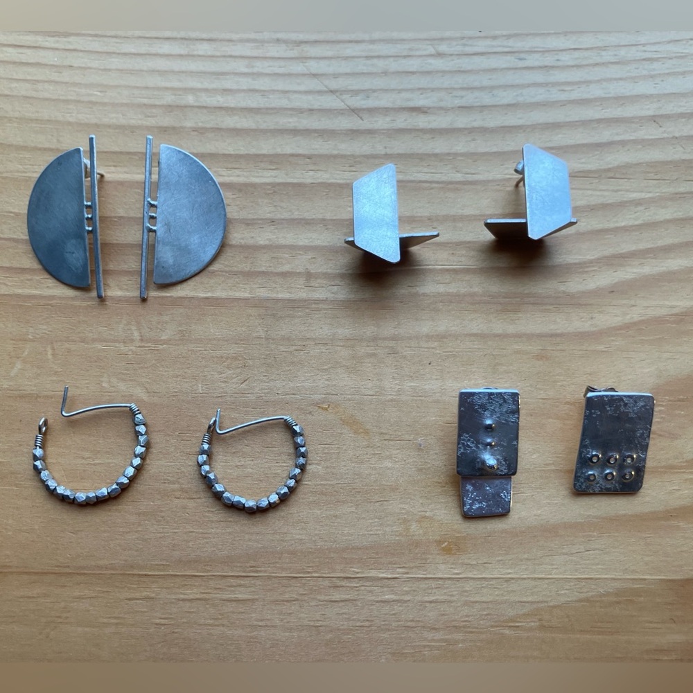 Lot of 4 silver geometric earrings
